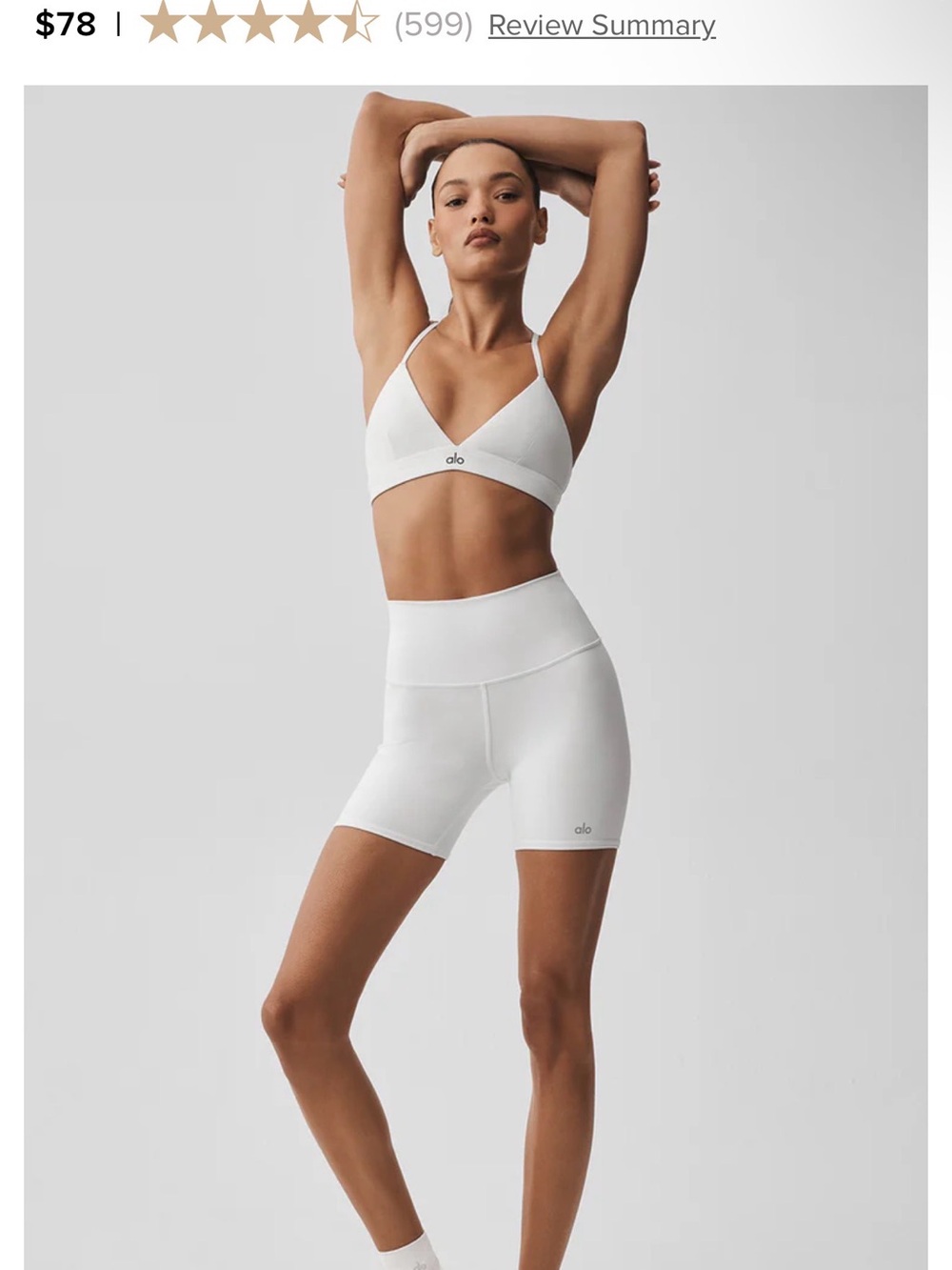 ALO Yoga White 5" Airbrush High-Waist Biker Short size L